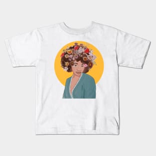 Afro Girl with Flowers in Her Hair Kids T-Shirt